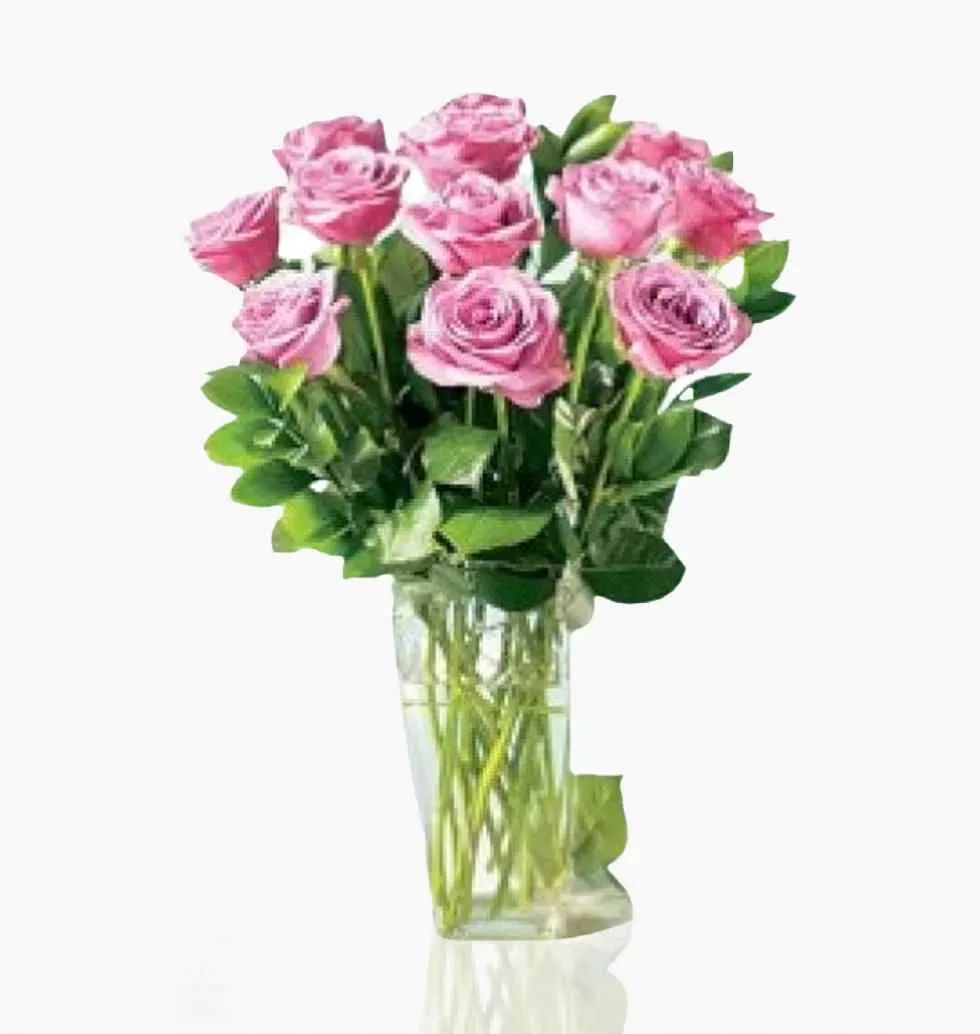Vase Few Pink Roses