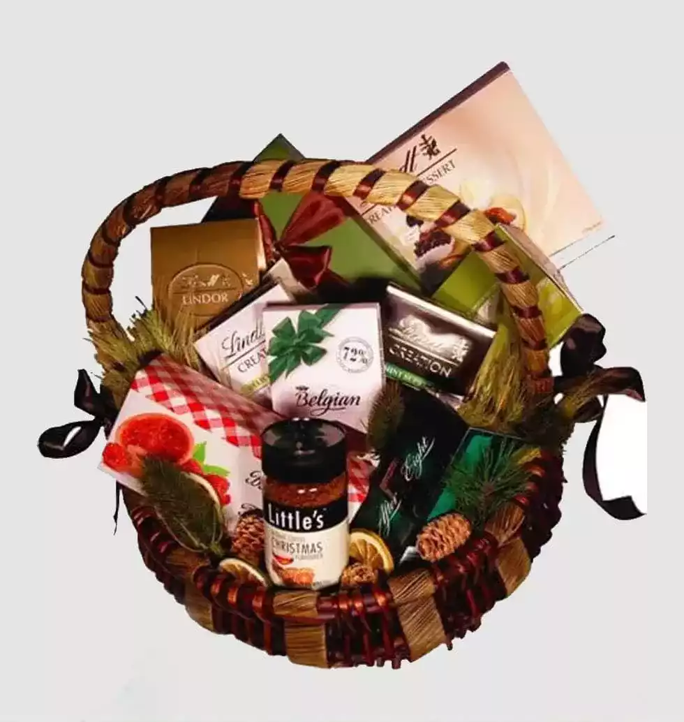 Relaxing Christmas Delicacies In A Basket
