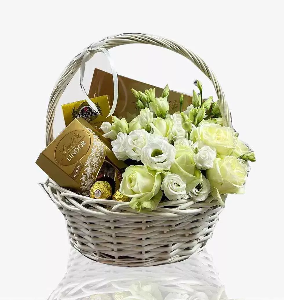 Goodie Basket With Flowers