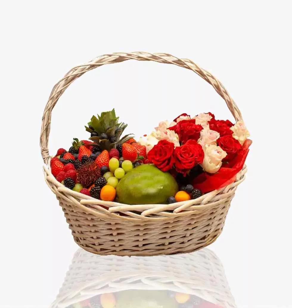 Flowers In A Fruit Basket