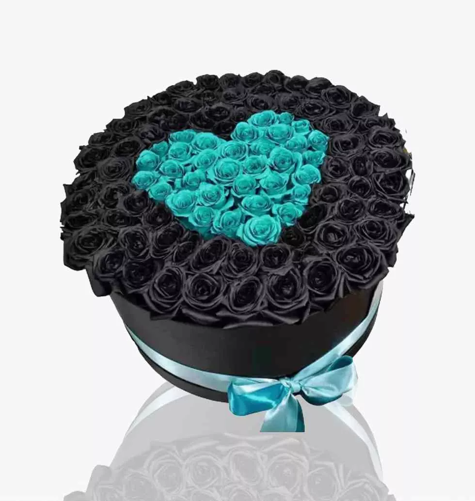 Black Roses With Turquoise Heart