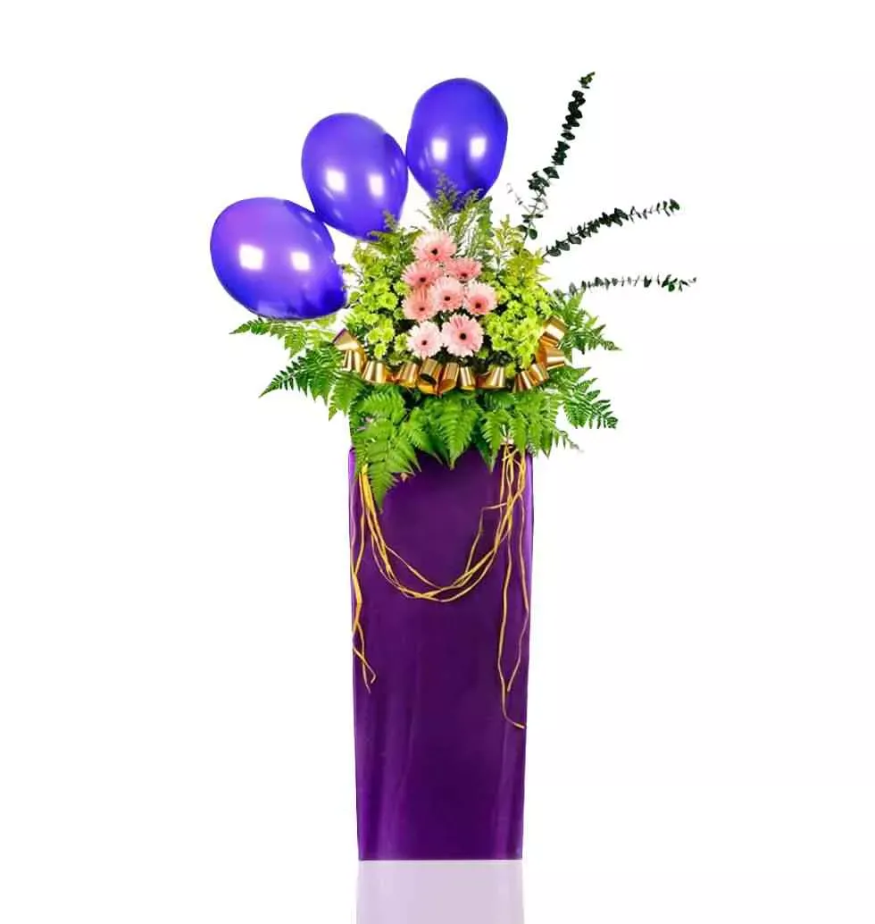 Order Pink Gerberas And Green Pompons To Singapore