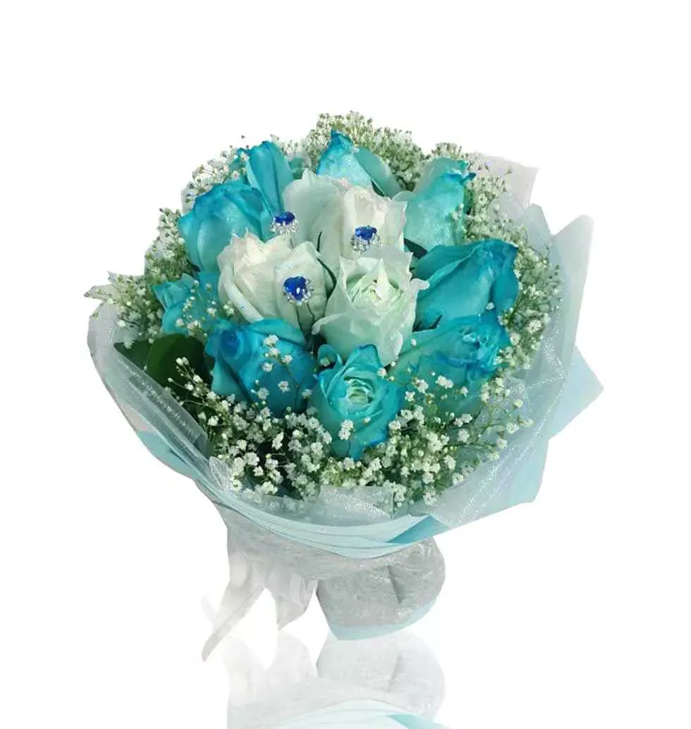 Order Blue Light Flower Hand Bouquet To Singapore
