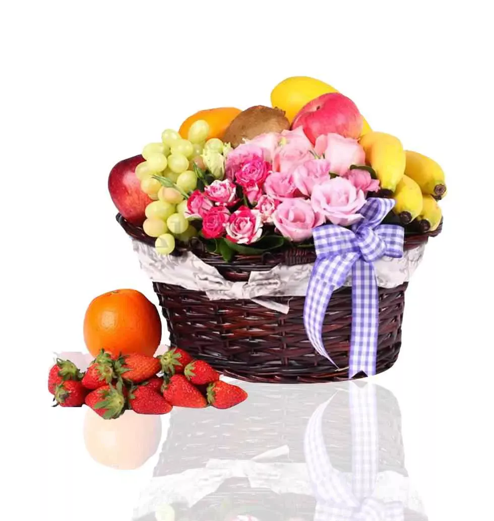 Order Fruit Basket With Flowers To Singapore