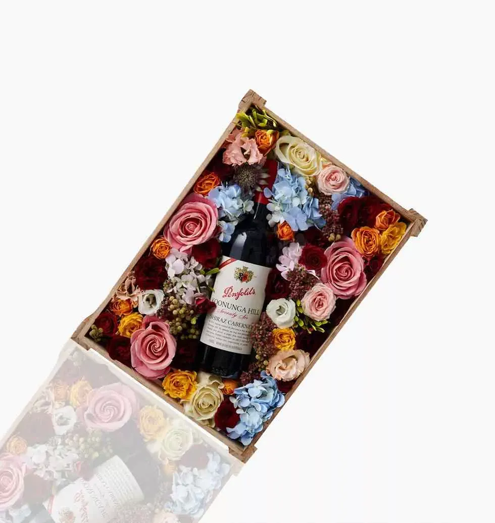 Wine And Flowers Basket