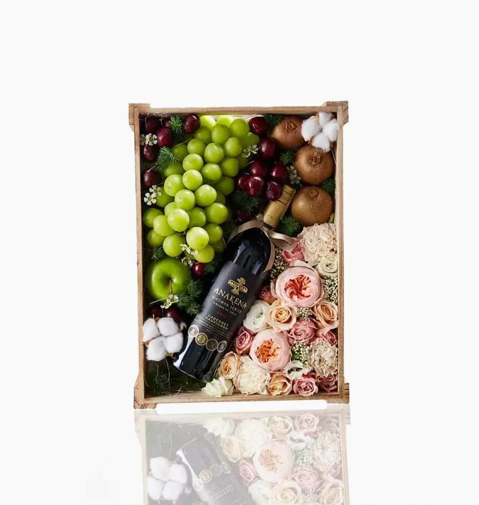 Blooming Wine And Fruits Hamper