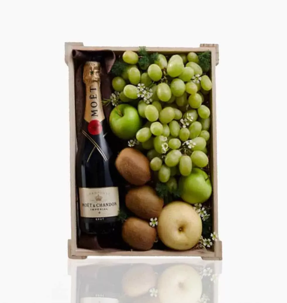 Gift Basket With Fruits, Champagne