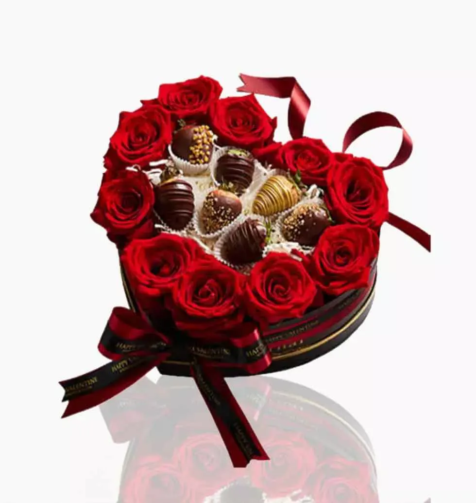 Flowers And Chocolate Coated Stawberries