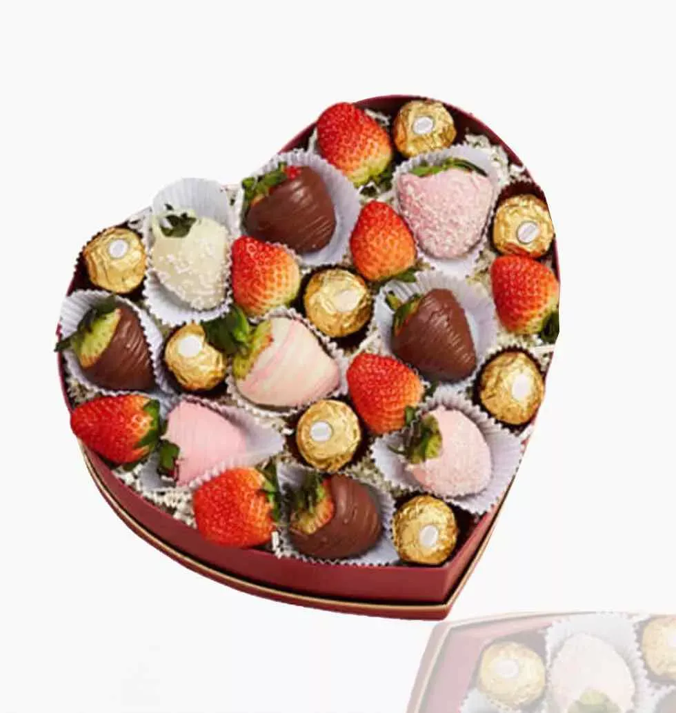 Strawberries In Heart Shaped Box