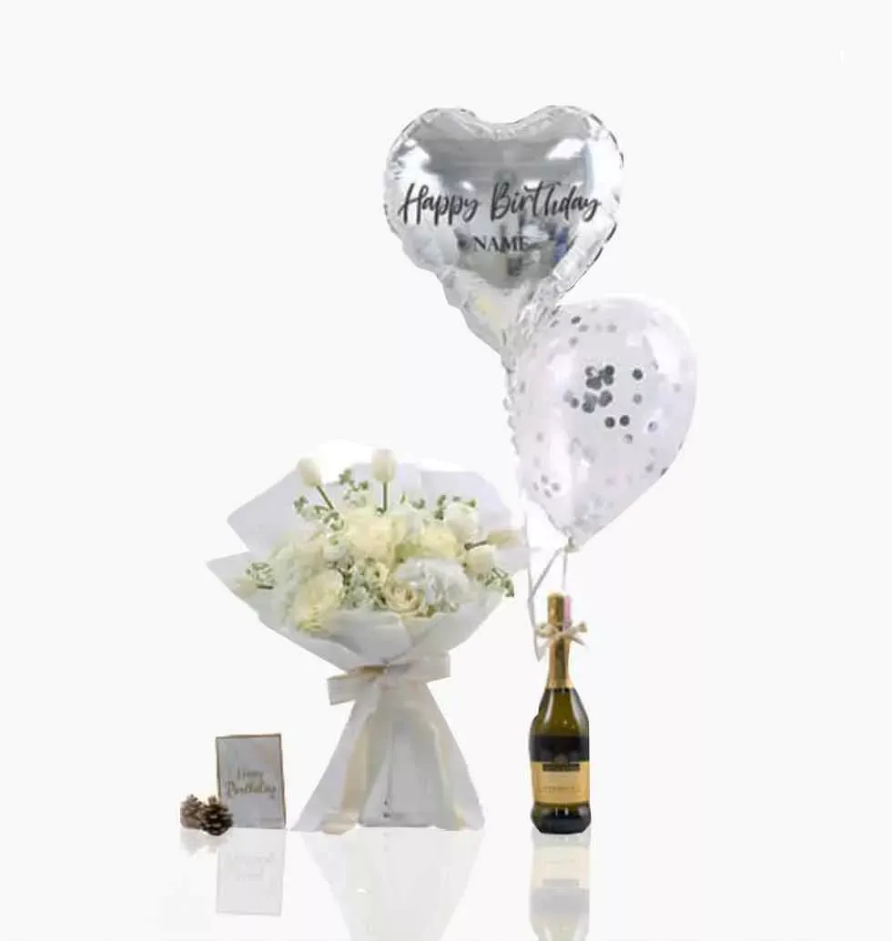 Wine and Bouquet Gift Set