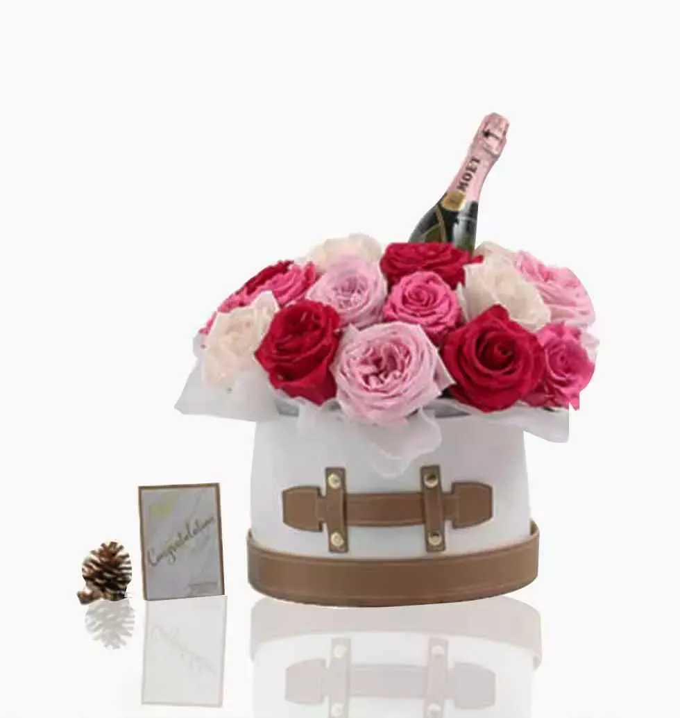 Box of Flowers And Champagne