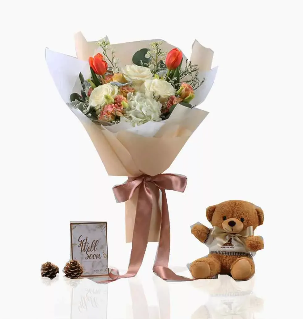 Gift Set with Flowers Bouquet