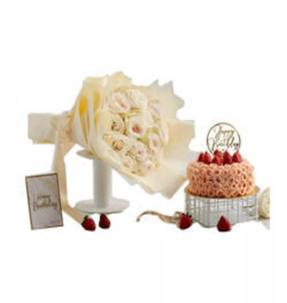 Bouquet and Cake Gift Set