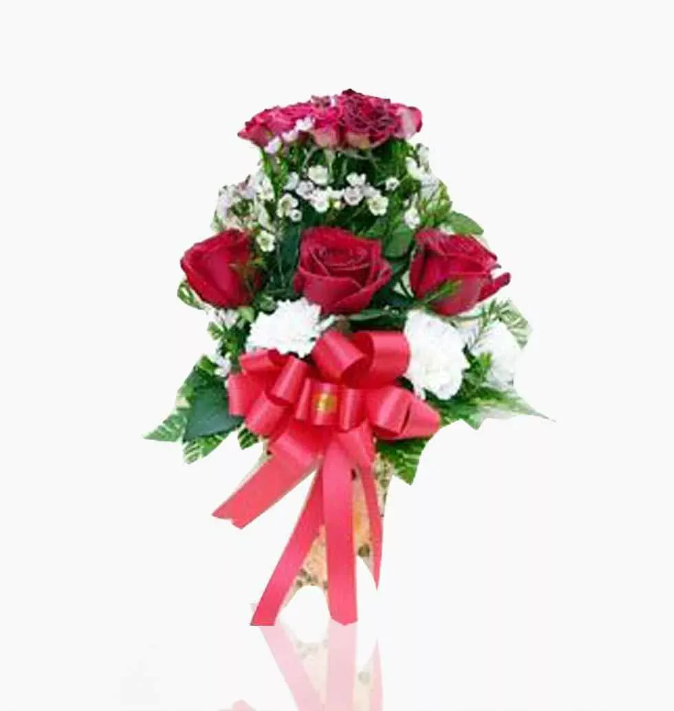 Bouquet Of White Red Roses