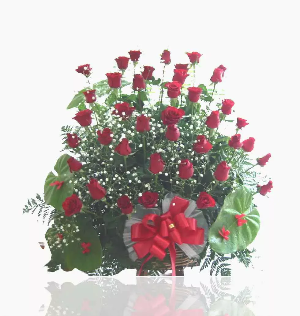 Roses In A Large Basket