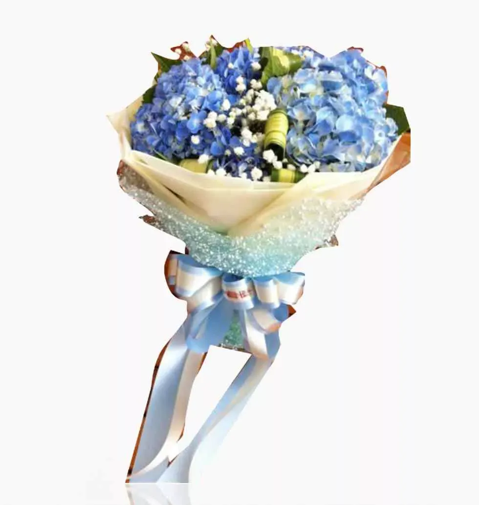 Bouquet Of Blue And White Flowers