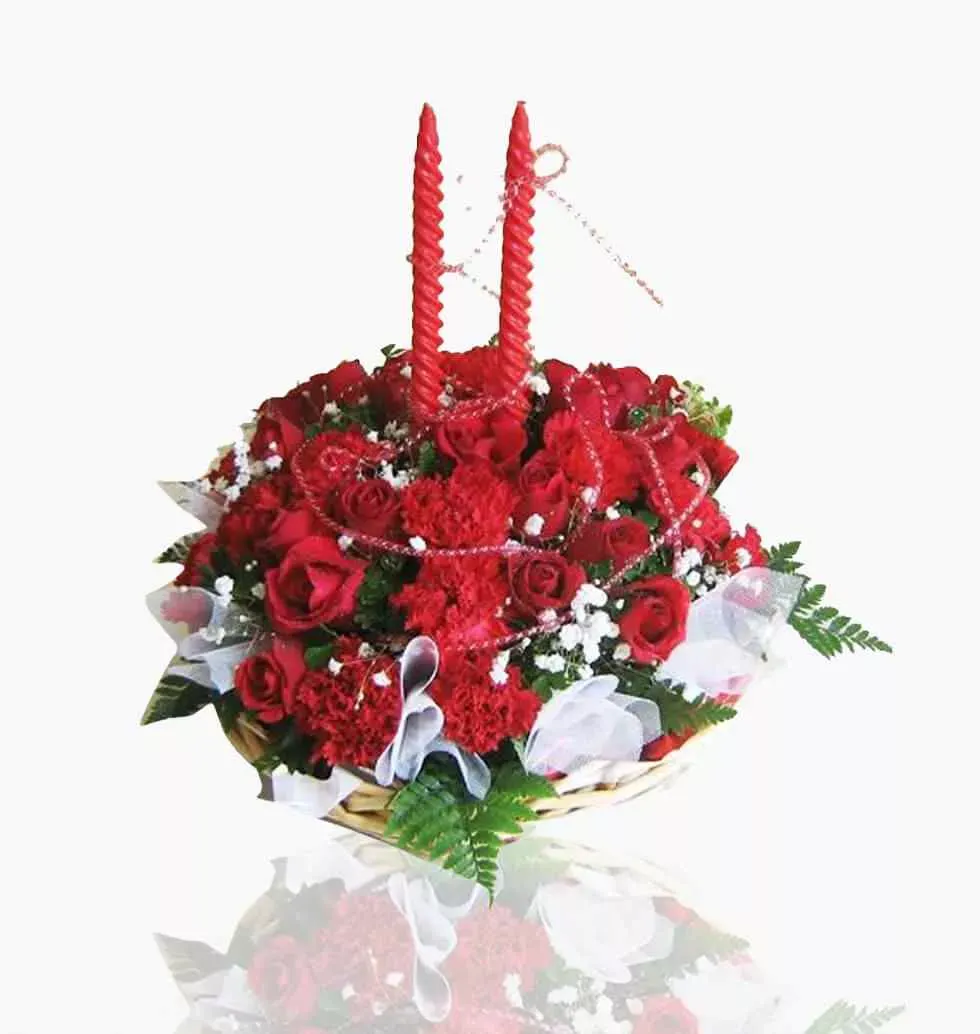Bucket With Red Flowers