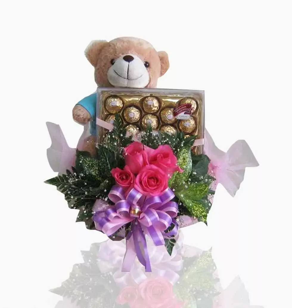 Valentine Box Of Chocolate & Teddy