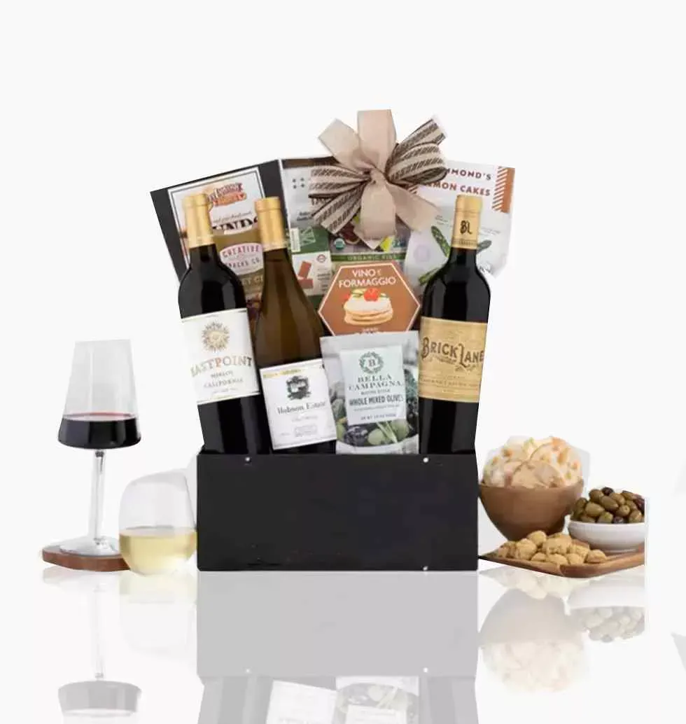 Excellent Eye-Catching Wine Gift Basket