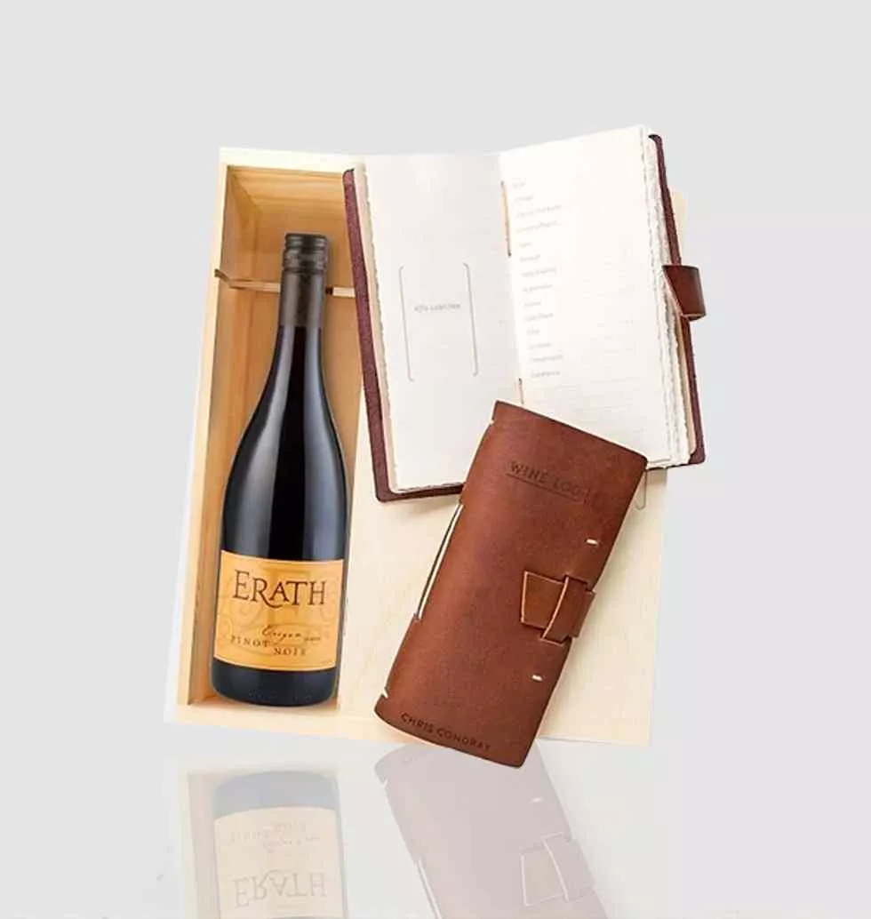 Wine With Embossed Leather Wine Log