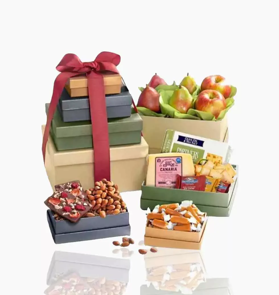 Endearing Fruit, Cheese And Gift Basket