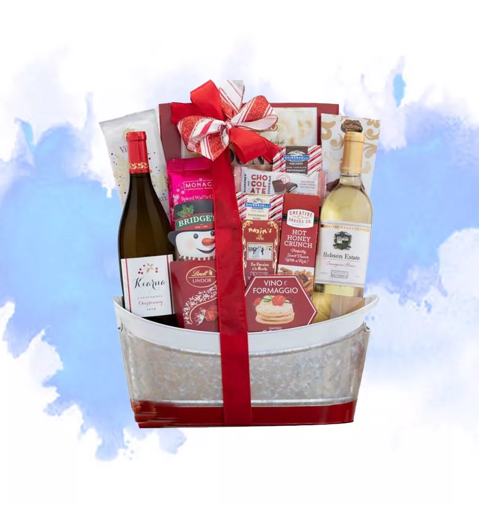Gift Basket Of California White Wine For The Holidays