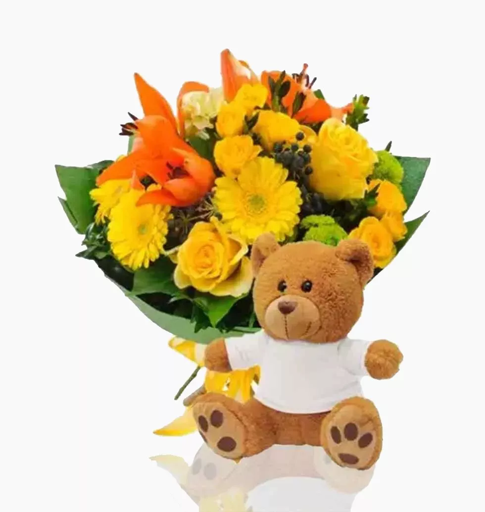 Mixed Flower And Teddy
