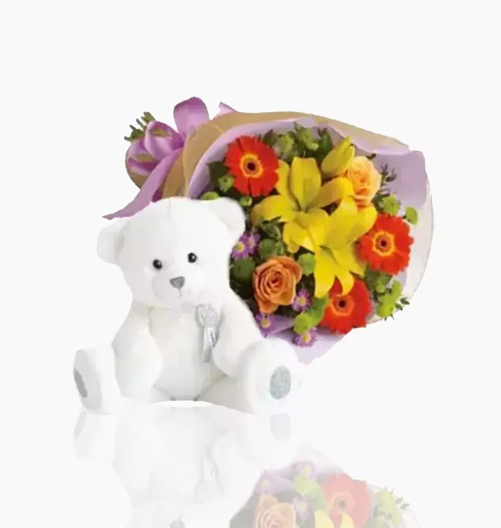 Flowers And Teddy